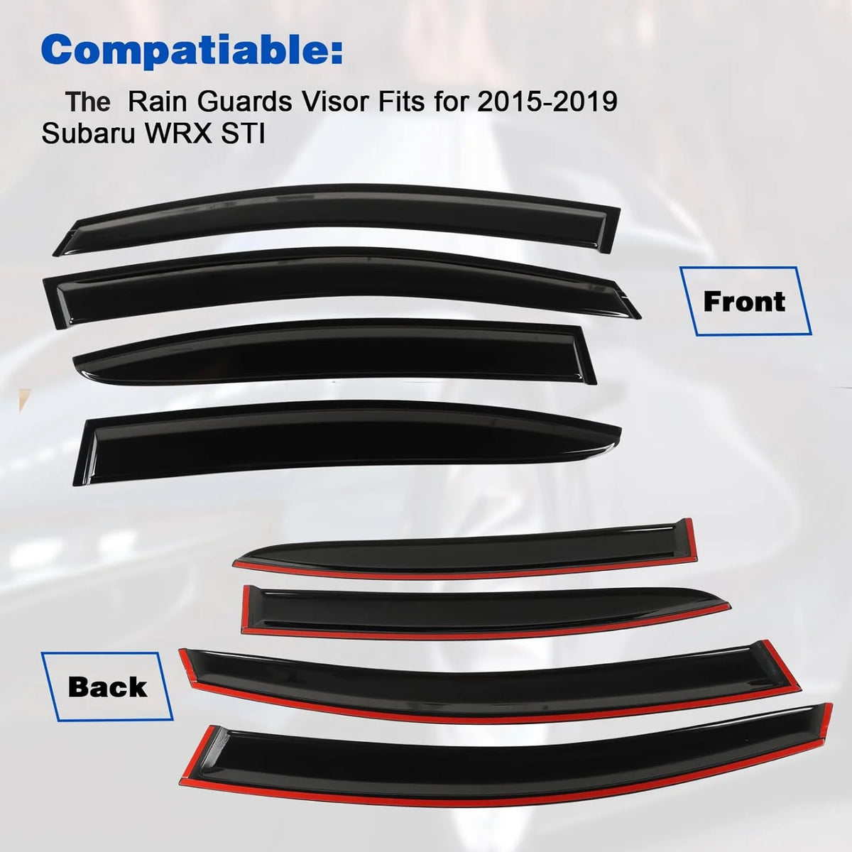 4Pcs Car Window Visors Rain Guard Wind Deflectors X93712