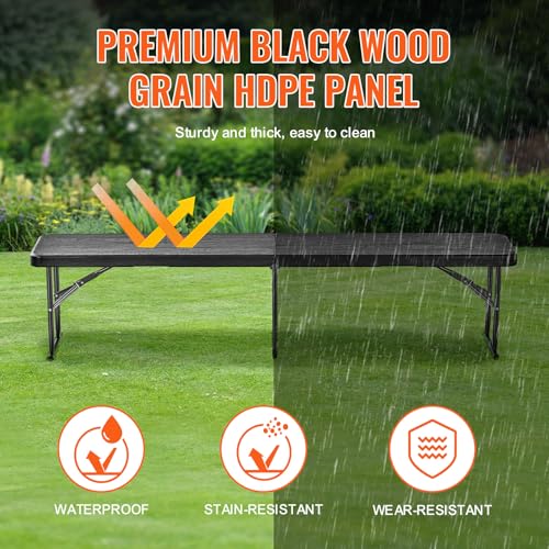 White 6 FT Plastic Folding Bench 2 Pack W6192
