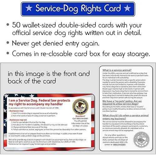 Service Dog Vest Harness with ID Tag and 50 ADA Information Cards S96416