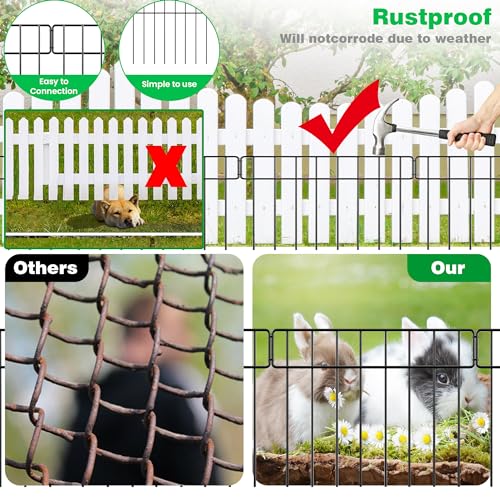 20Ft x 13Inch Animal Barrier, 14 Pack Decorative Garden Fence Panels, Rustproof Metal, No Dig Fence with Ground Stakes C4033