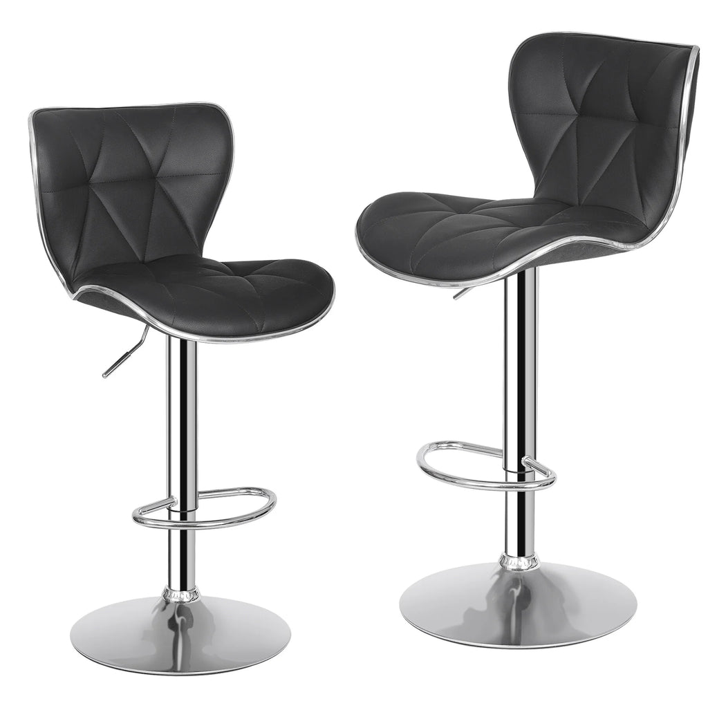 2 Pcs Adjustable Swivel PU Leather Bar Stools F956