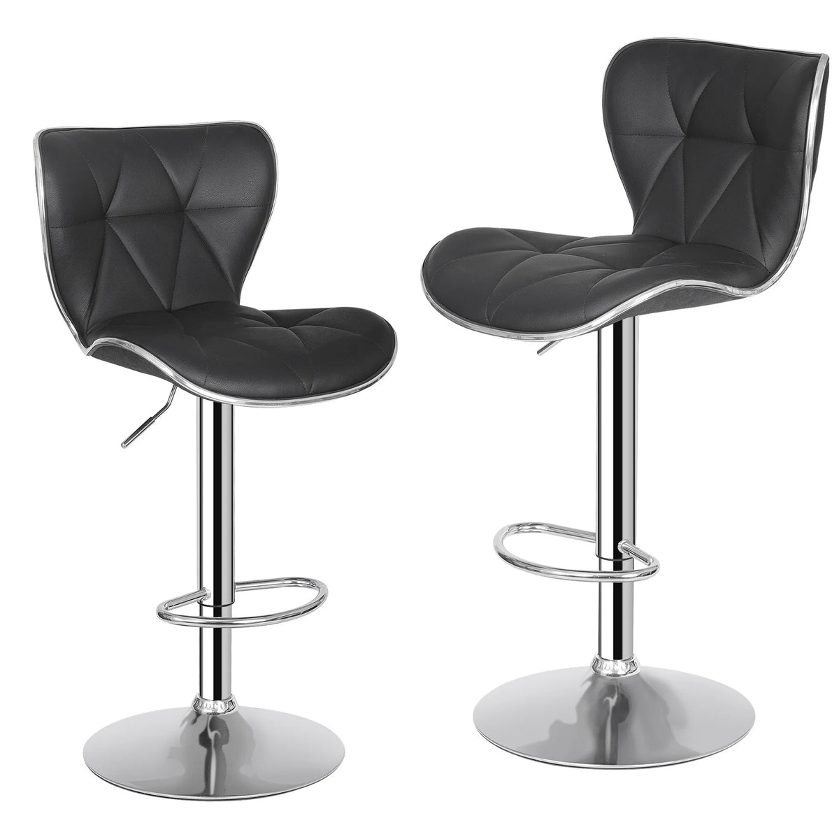 2 Pcs Adjustable Swivel PU Leather Bar Stools F956