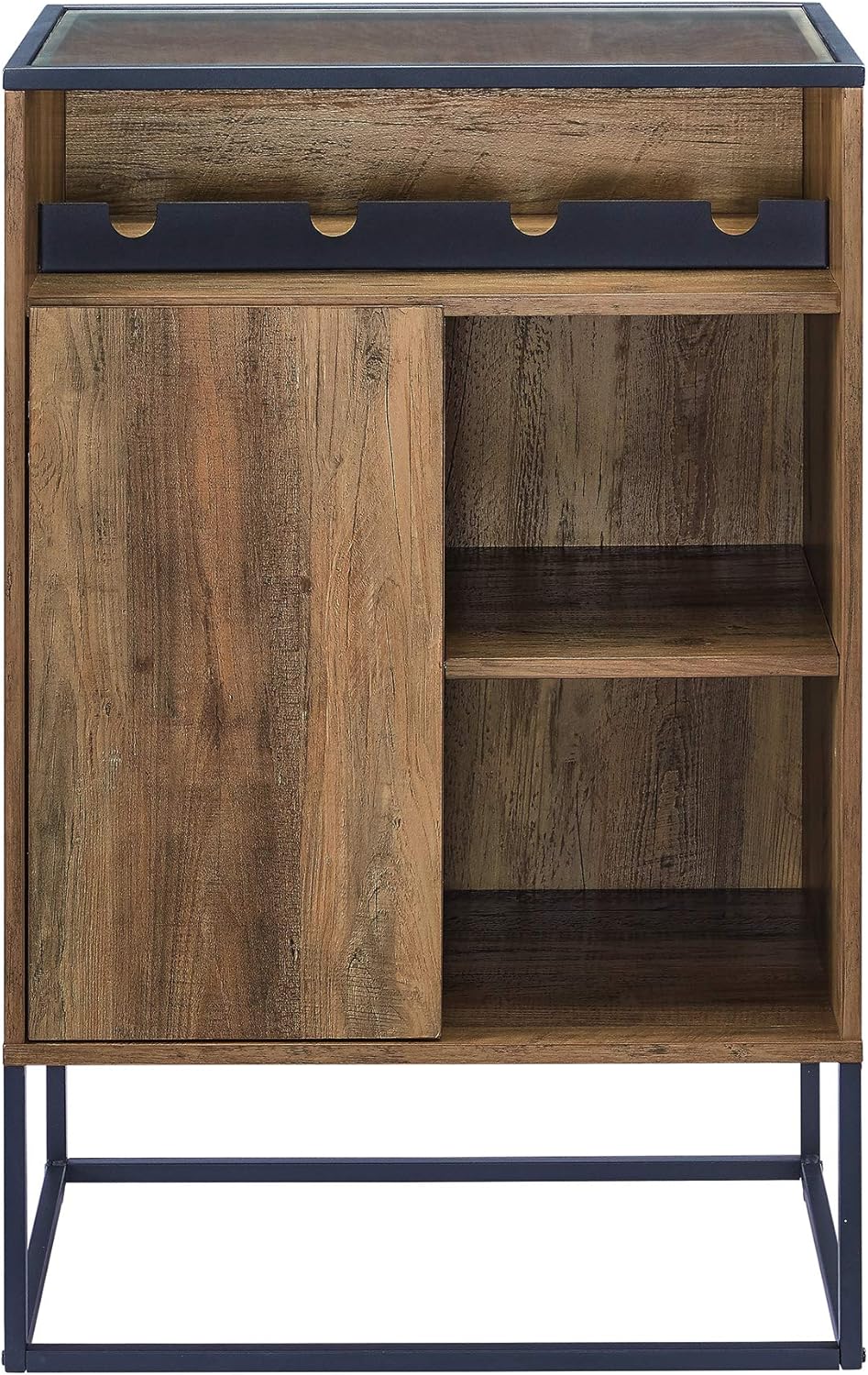 Rustic Oak Wood and Glass Bar Cabinet T301769