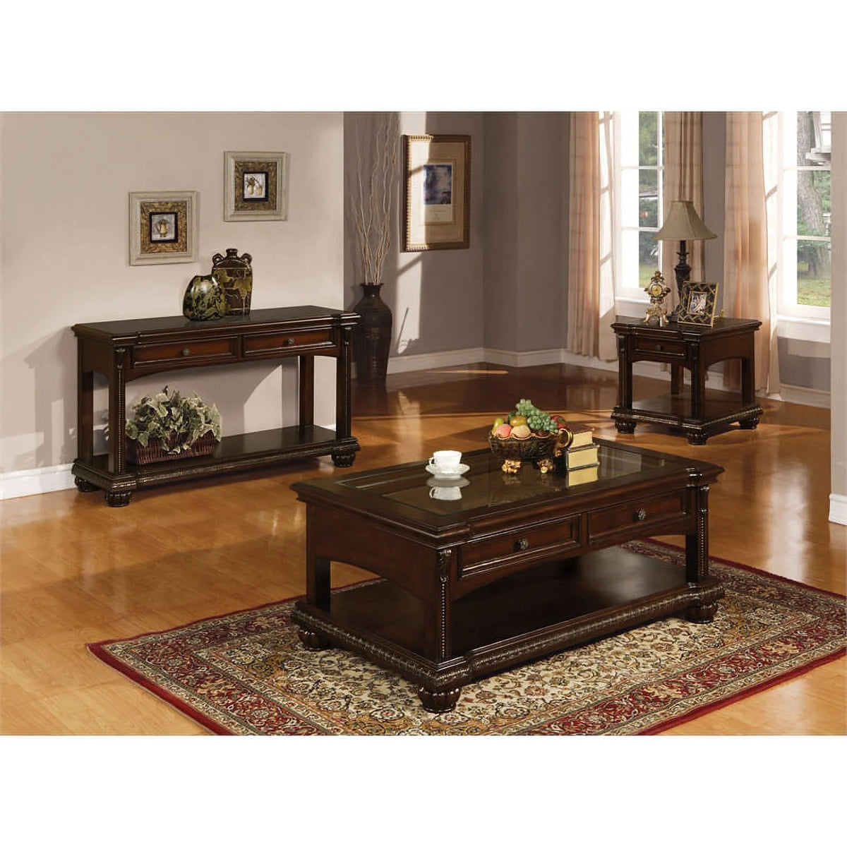 2-Piece Rectangular End Table Set in Cherry C73635