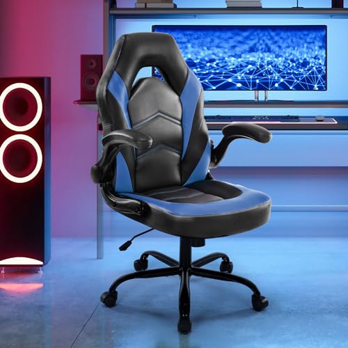 Blue Ergonomic Gaming Chair with Flip-up Armrests F35280