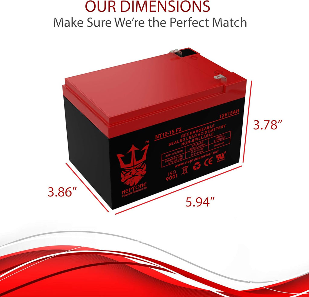 12V 15AH F2 Replaces Razor MX650 Dirt Rocket - 2 Pack F719