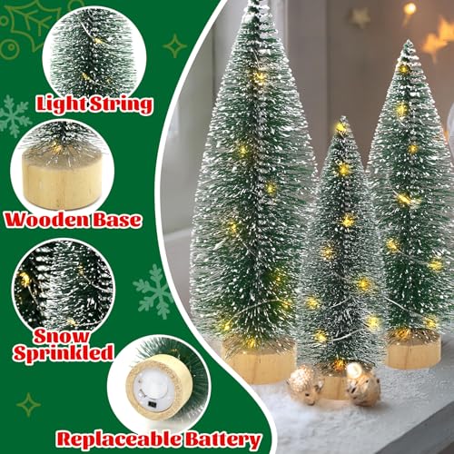 Mini Bottle Brush Christmas Trees with Lights A152718