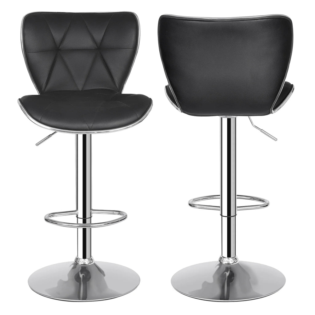 2 Pcs Adjustable Swivel PU Leather Bar Stools F956
