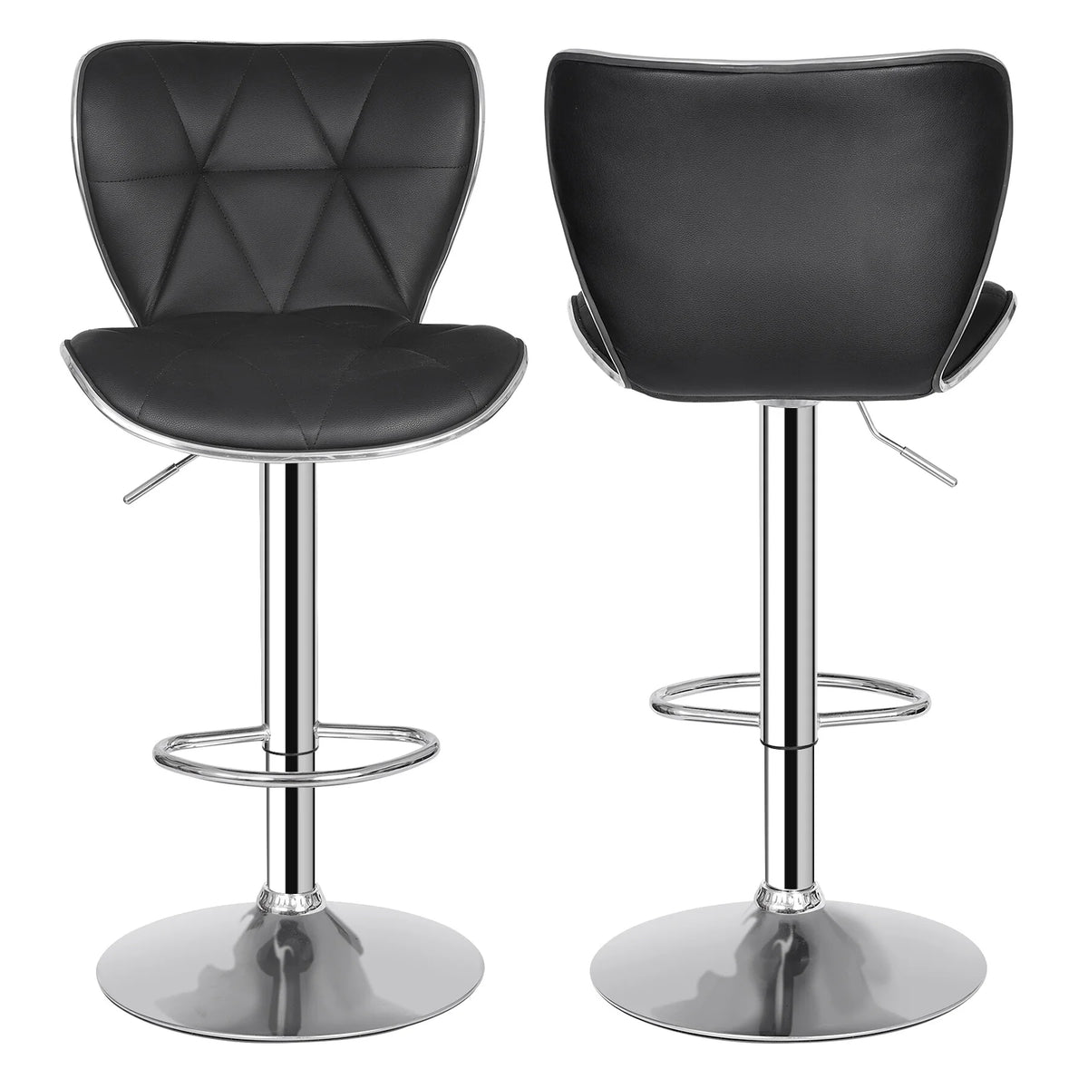 2 Pcs Adjustable Swivel PU Leather Bar Stools F956
