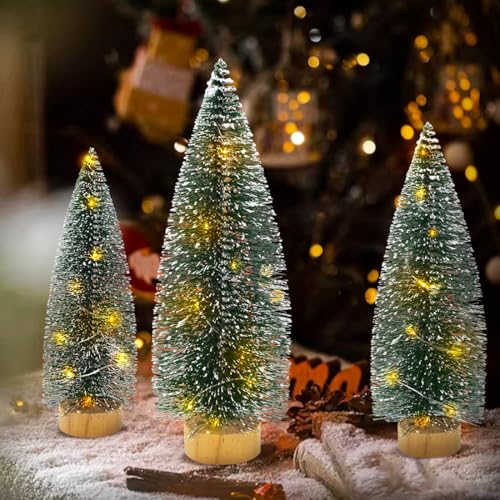 Mini Bottle Brush Christmas Trees with Lights A152718