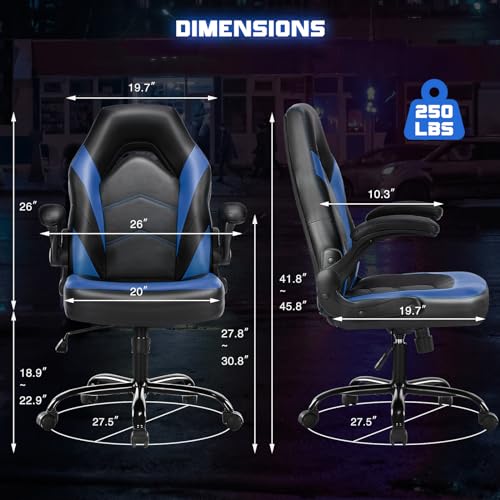 Blue Ergonomic Gaming Chair with Flip-up Armrests F35280