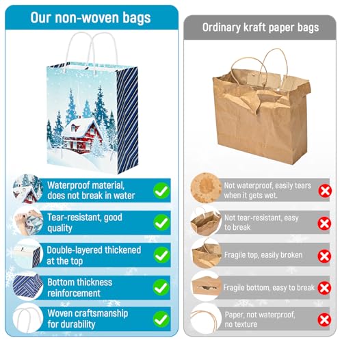 24 Pack Christmas Gift Bags Assorted Sizes with Gift Tags A583