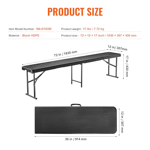 White 6 FT Plastic Folding Bench 2 Pack W6192