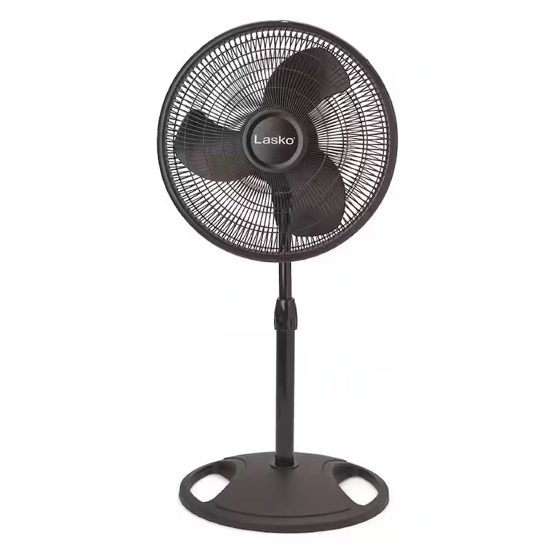 16 in. 3 Speed Oscillating Pedestal Fan with Adjustable Height in Black Y3894