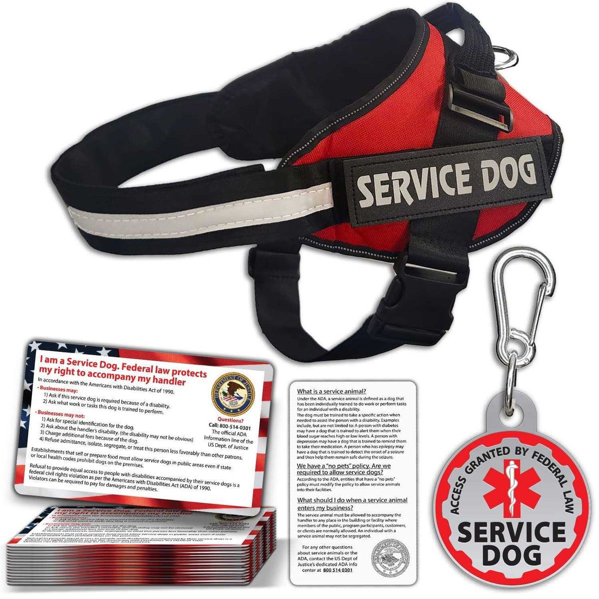 Service Dog Vest Harness with ID Tag and 50 ADA Information Cards S96416