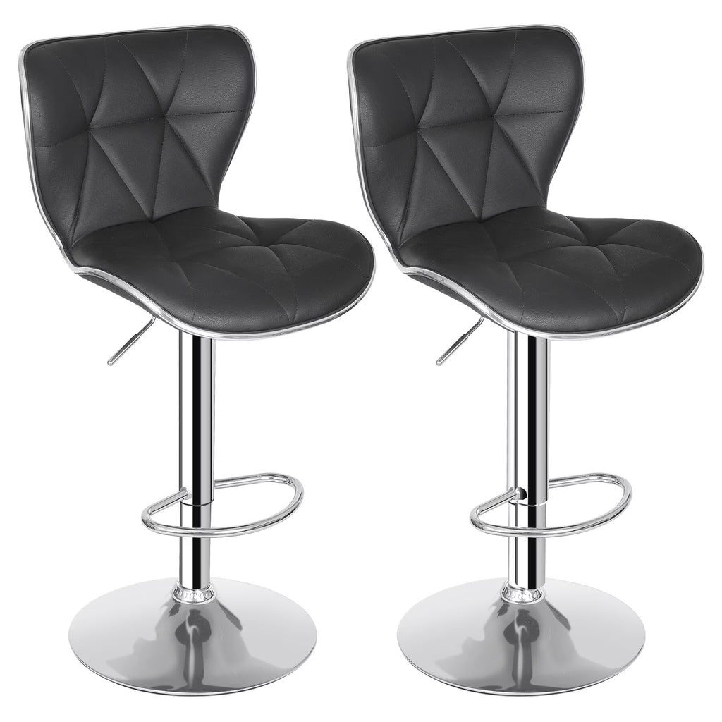 2 Pcs Adjustable Swivel PU Leather Bar Stools F956