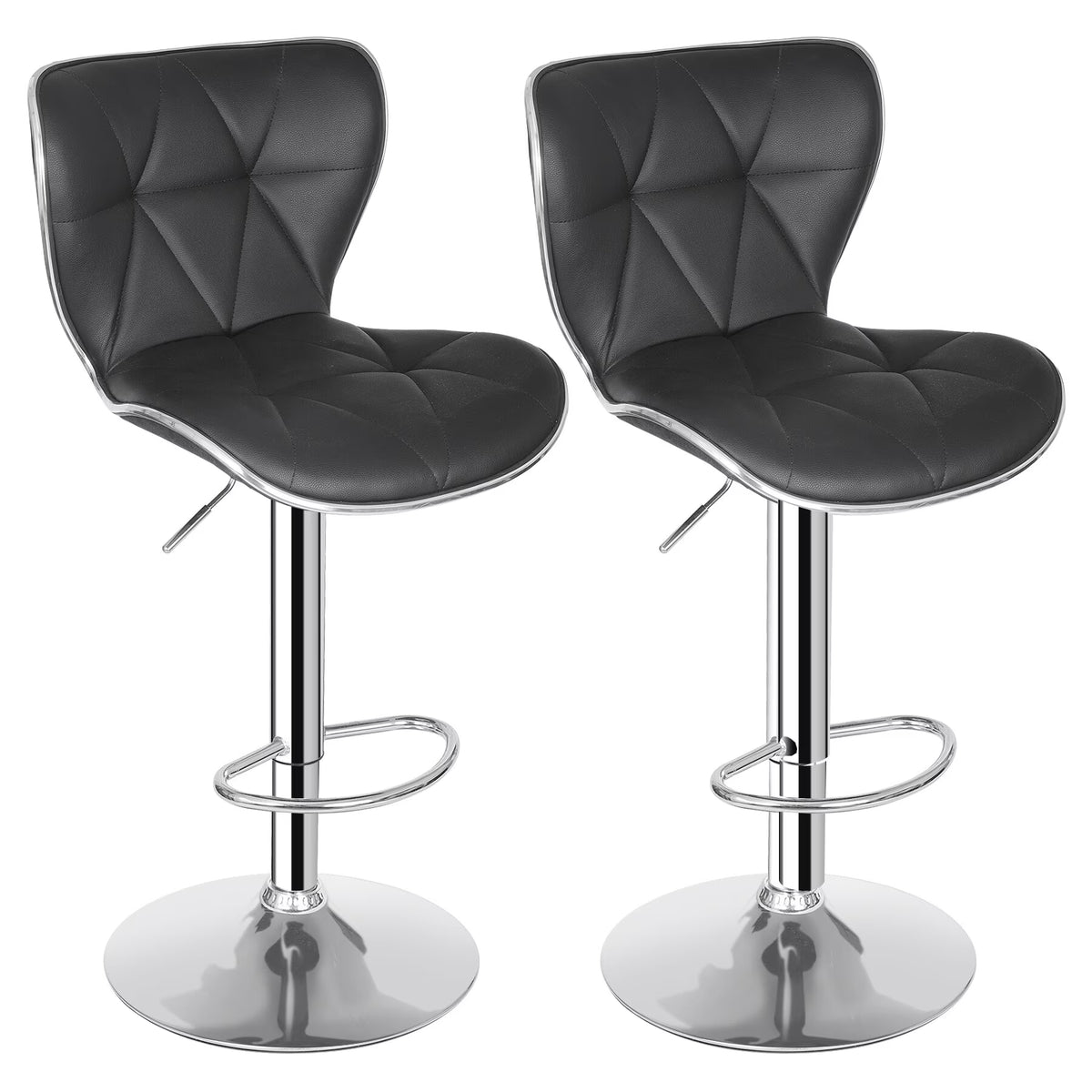 2 Pcs Adjustable Swivel PU Leather Bar Stools F956
