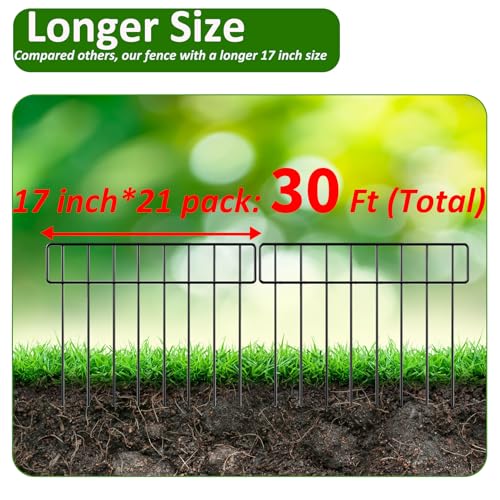 20Ft x 13Inch Animal Barrier, 14 Pack Decorative Garden Fence Panels, Rustproof Metal, No Dig Fence with Ground Stakes C4033