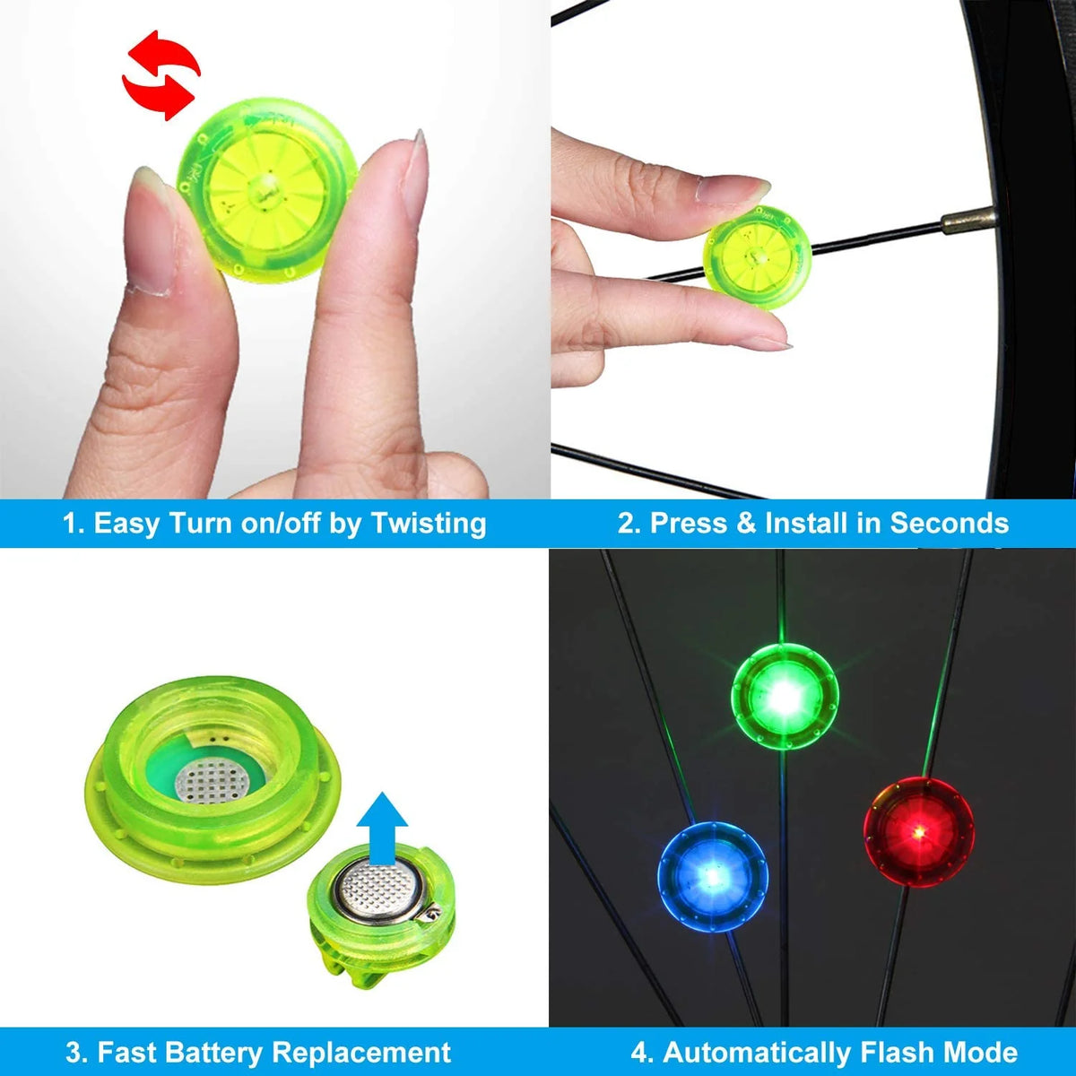 Bike Wheel Lights with Batteries Included, Waterproof P8964
