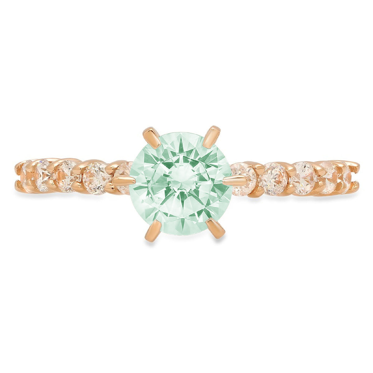 18k Yellow Gold Solitaire Ring with Accents A804